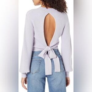 THE DROP Women's Leonel Mock-Neck Open-Back Lilac Sweater NWT - Size L